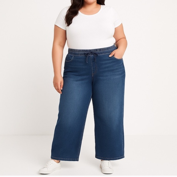 Lane Bryant High Rise Wide Leg Drawstring Pants 16 - Picture 4 of 4